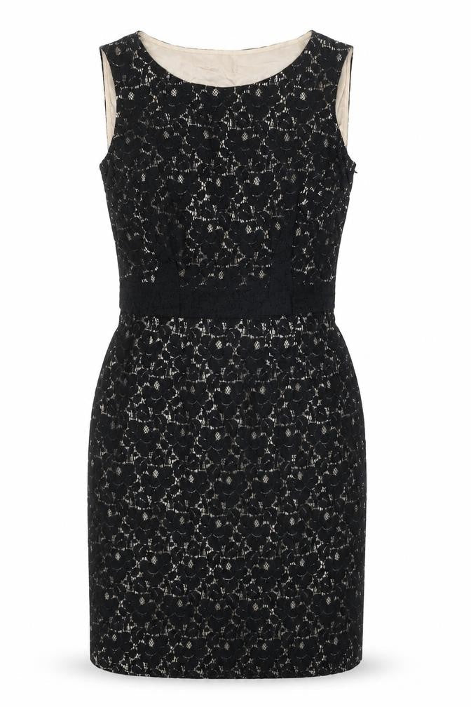 Preworn Womens Black Cotton Shift One Size Round Neck Zip
