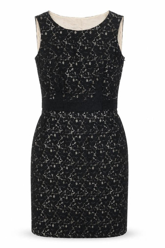 Preworn Womens Black Cotton Shift One Size Round Neck Zip
