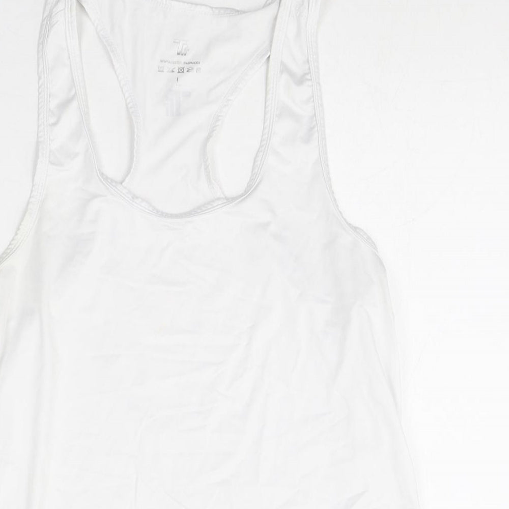 Preworn Womens White Polyester Basic Tank Size L Scoop Neck Pullover - Racerback