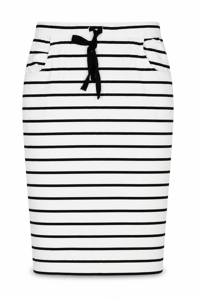 ODEL Womens White Striped Polyester Straight & Pencil Skirt Size 8 Drawstring