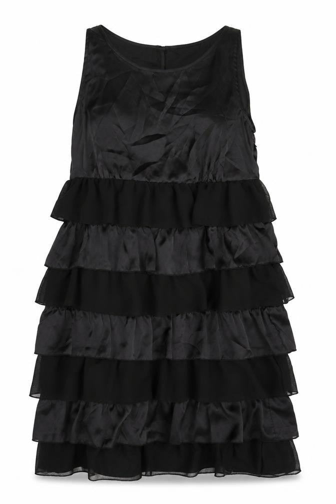 Dorothy Perkins Womens Black Polyester A-Line Size 14 Scoop Neck Button