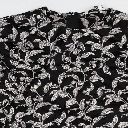 Autograph Womens Black Geometric Viscose Basic Blouse Size 8 Round Neck