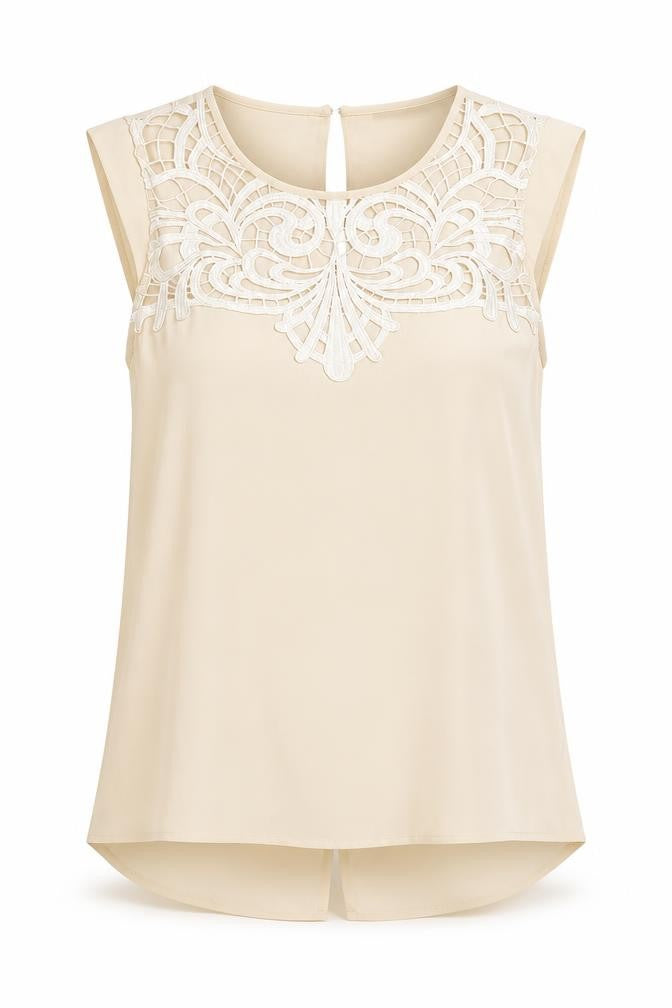 Oasis Womens Ivory Polyester Basic Blouse Size 8 Scoop Neck