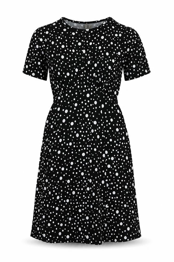 ASOS Womens Black Polka Dot Viscose A-Line Size 8 Round Neck Pullover