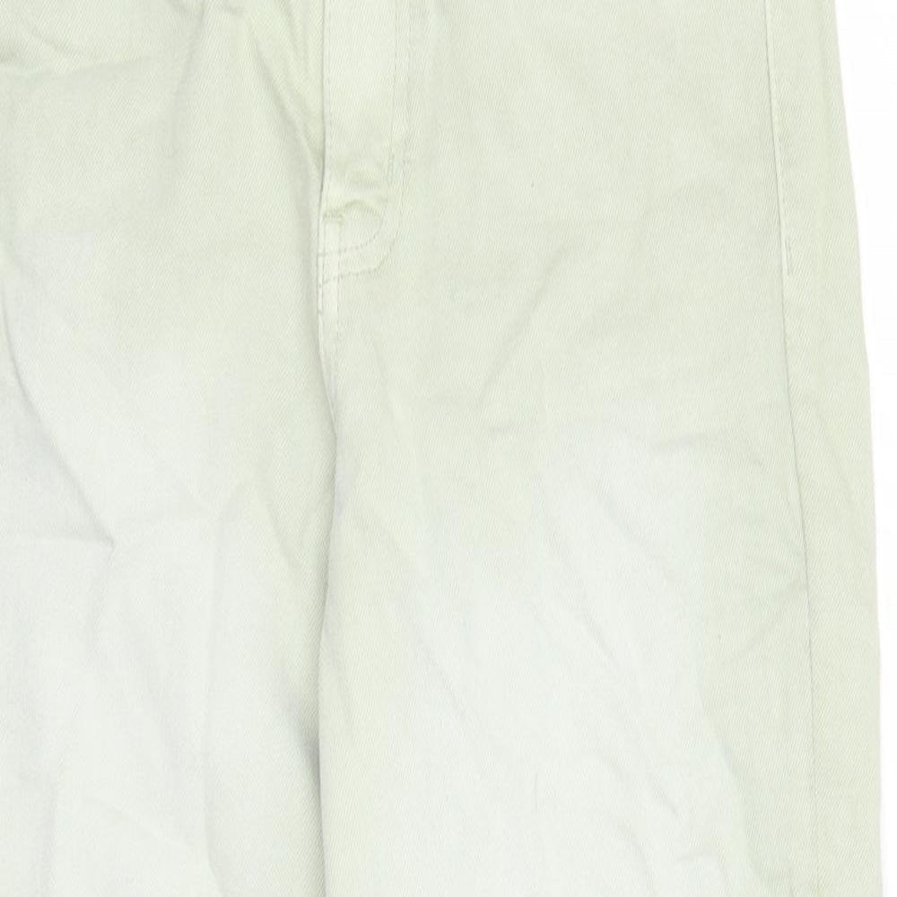 Marks and Spencer Womens Green Cotton Boyfriend Jeans Size 8 Regular Zip