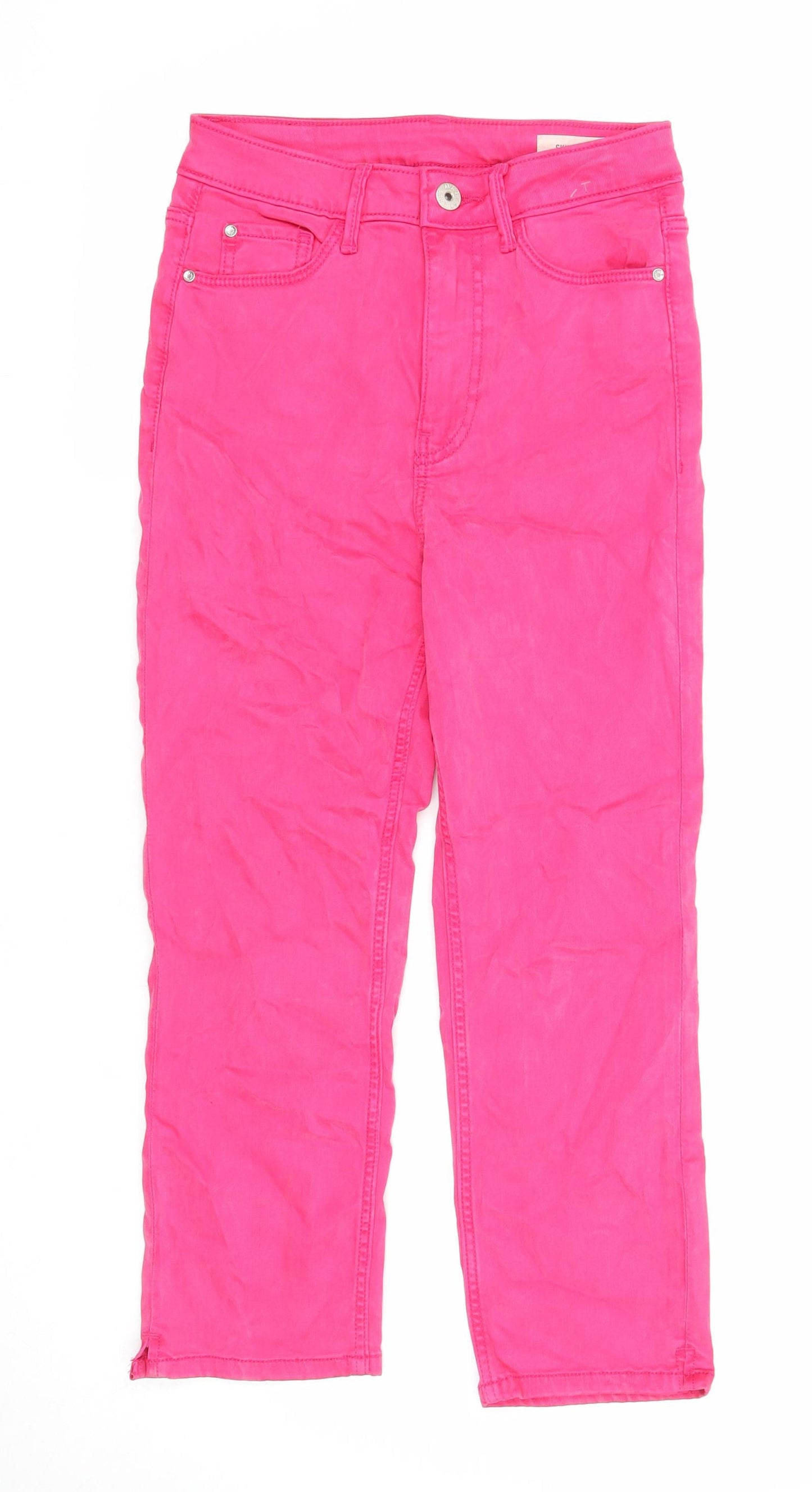 Marks and Spencer Womens Pink Cotton Straight Jeans Size 6 Regular Zip