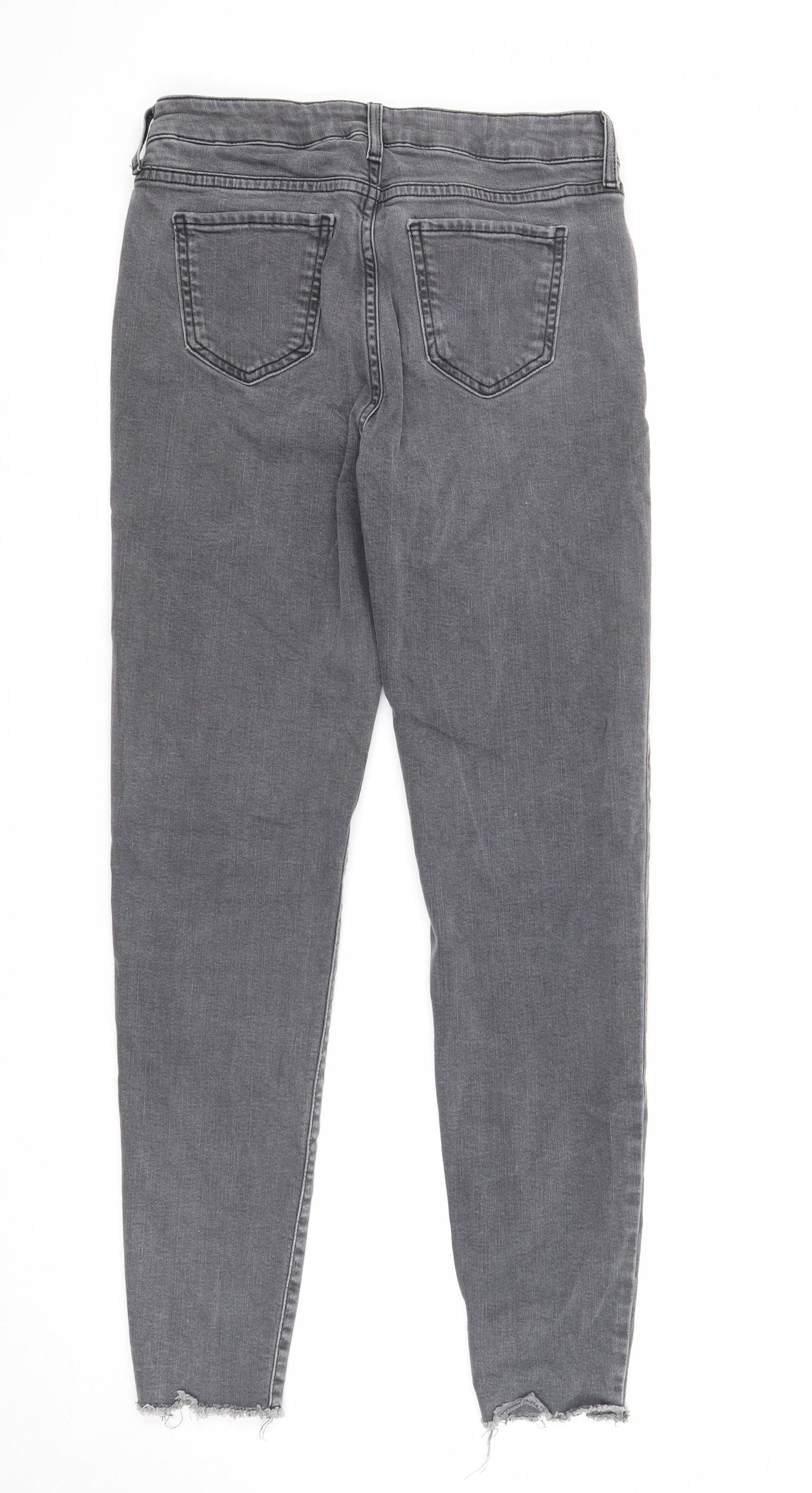 Marks and Spencer Womens Grey Cotton Skinny Jeans Size 12 Regular Zip