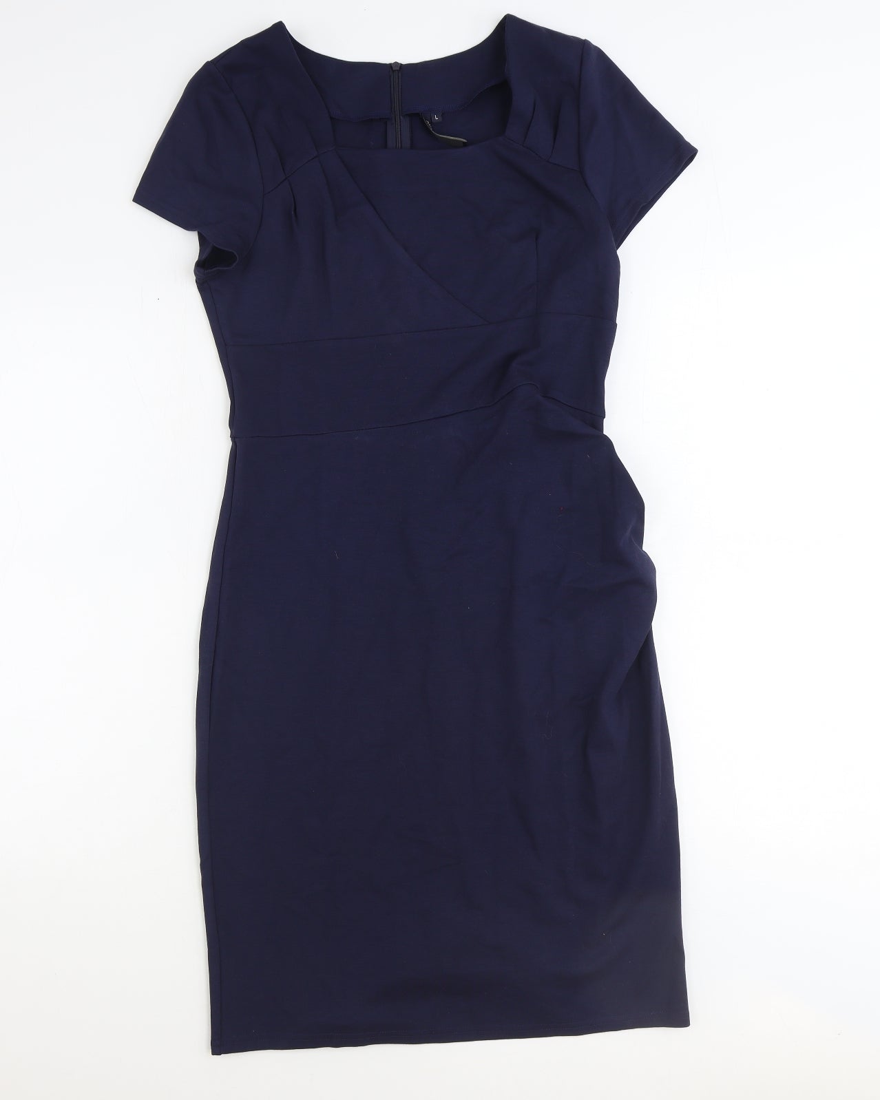Miusol Womens Blue Rayon Shift Size L Square Neck Zip