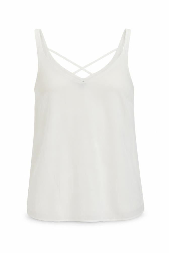 Dorothy Perkins Womens White Viscose Basic Tank Size 10 V-Neck