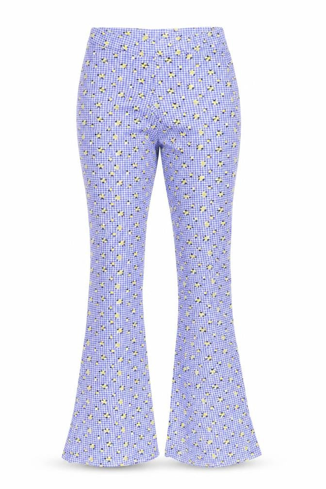 Daisy Street Womens Blue Floral Polyester Trousers Size 8 Regular