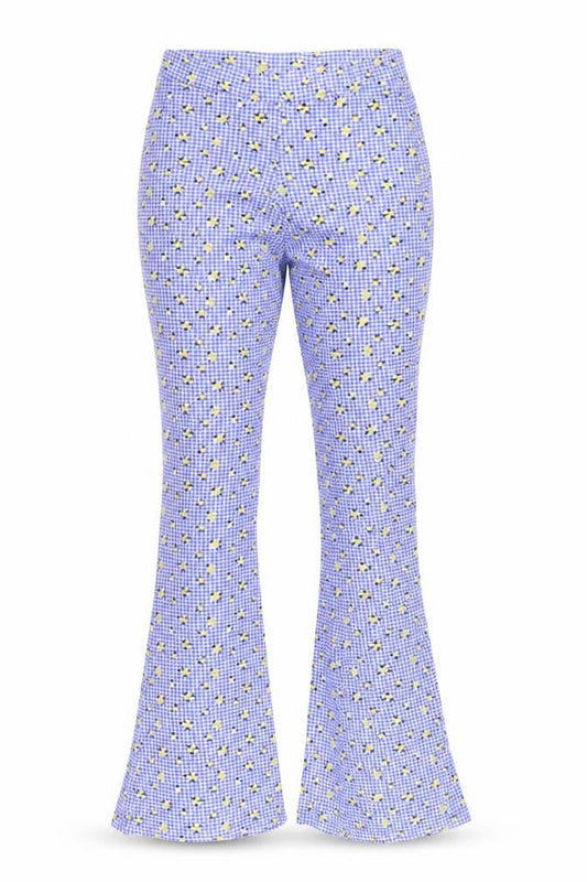 Daisy Street Womens Blue Floral Polyester Trousers Size 8 Regular