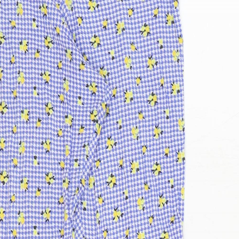 Daisy Street Womens Blue Floral Polyester Trousers Size 8 Regular