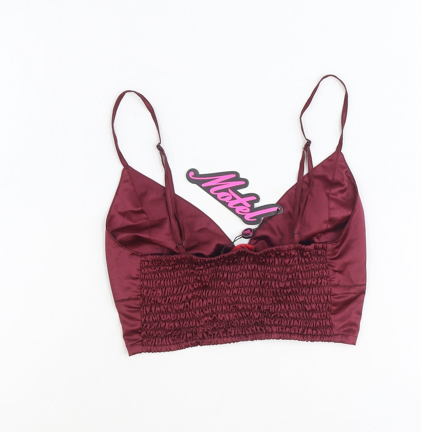 Motel Womens Red Polyester Cropped Tank Size S V-Neck
