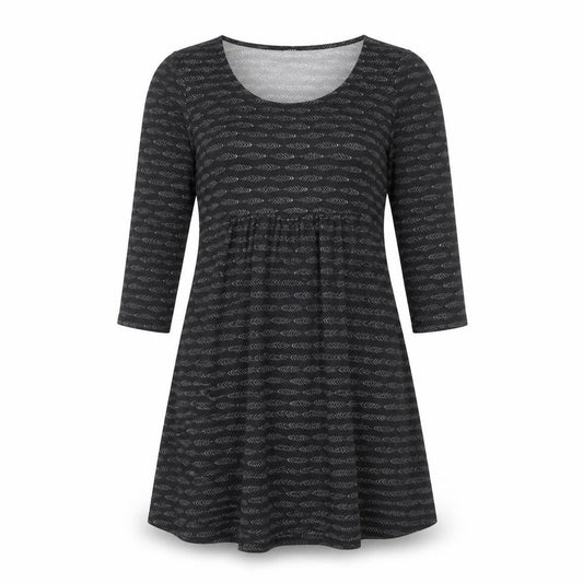 Reborn Womens Grey Geometric Polyester A-Line Size L Round Neck Pullover
