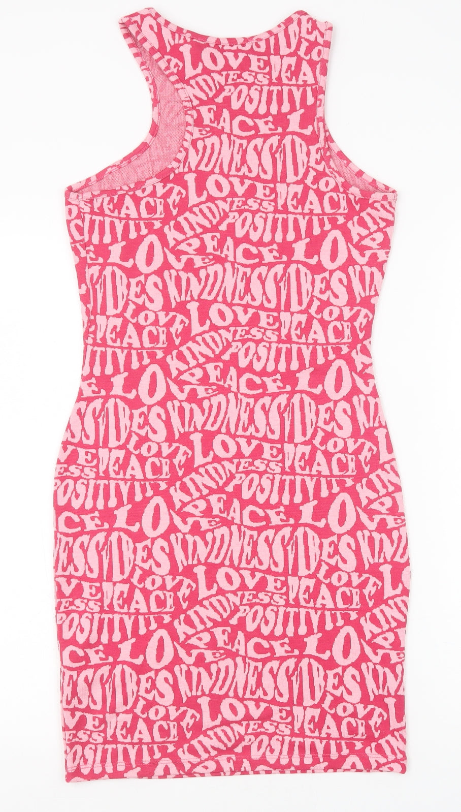 Primark Womens Pink Geometric Polyester Shift Size XS Round Neck Pullover