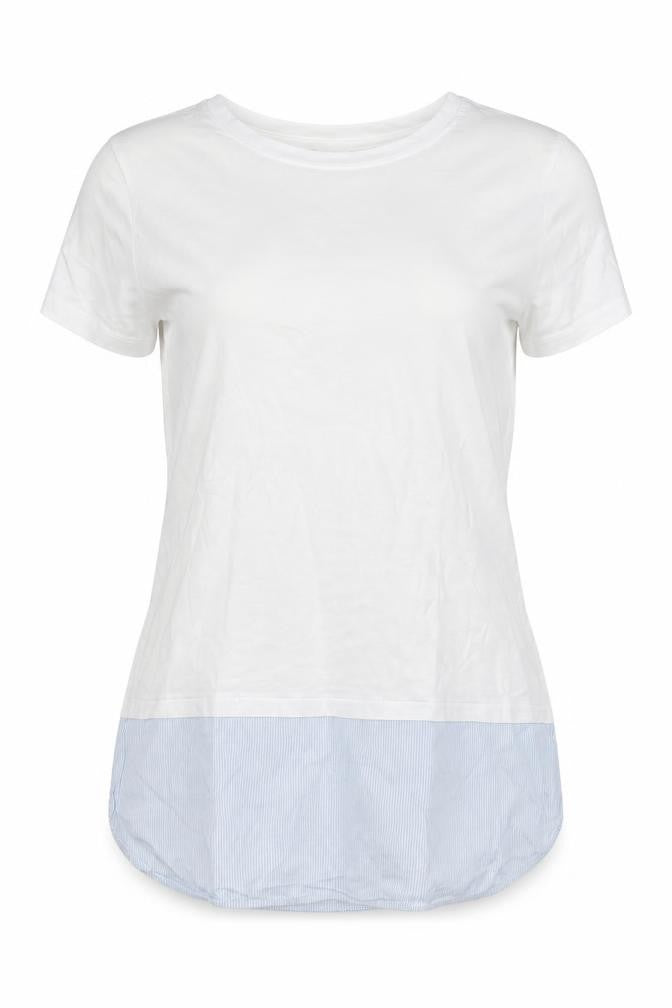 H&M Womens White Striped 100% Cotton Basic T-Shirt Size XS Scoop Neck