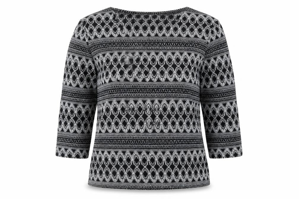 Wallis Womens Black Geometric Polyester Basic Blouse Size 14 Scoop Neck