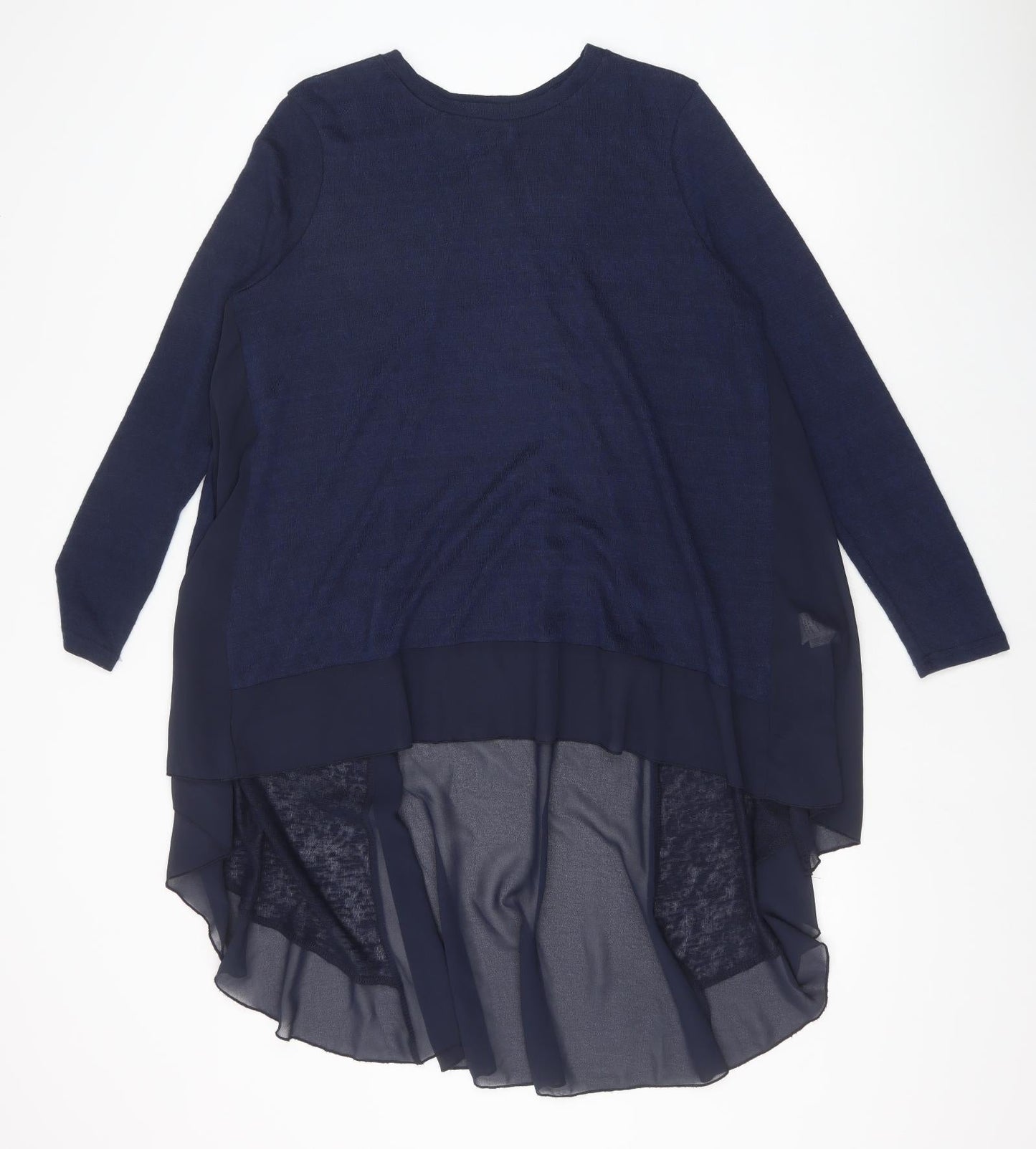 QED London Womens Blue Polyester Basic Blouse Size S Round Neck