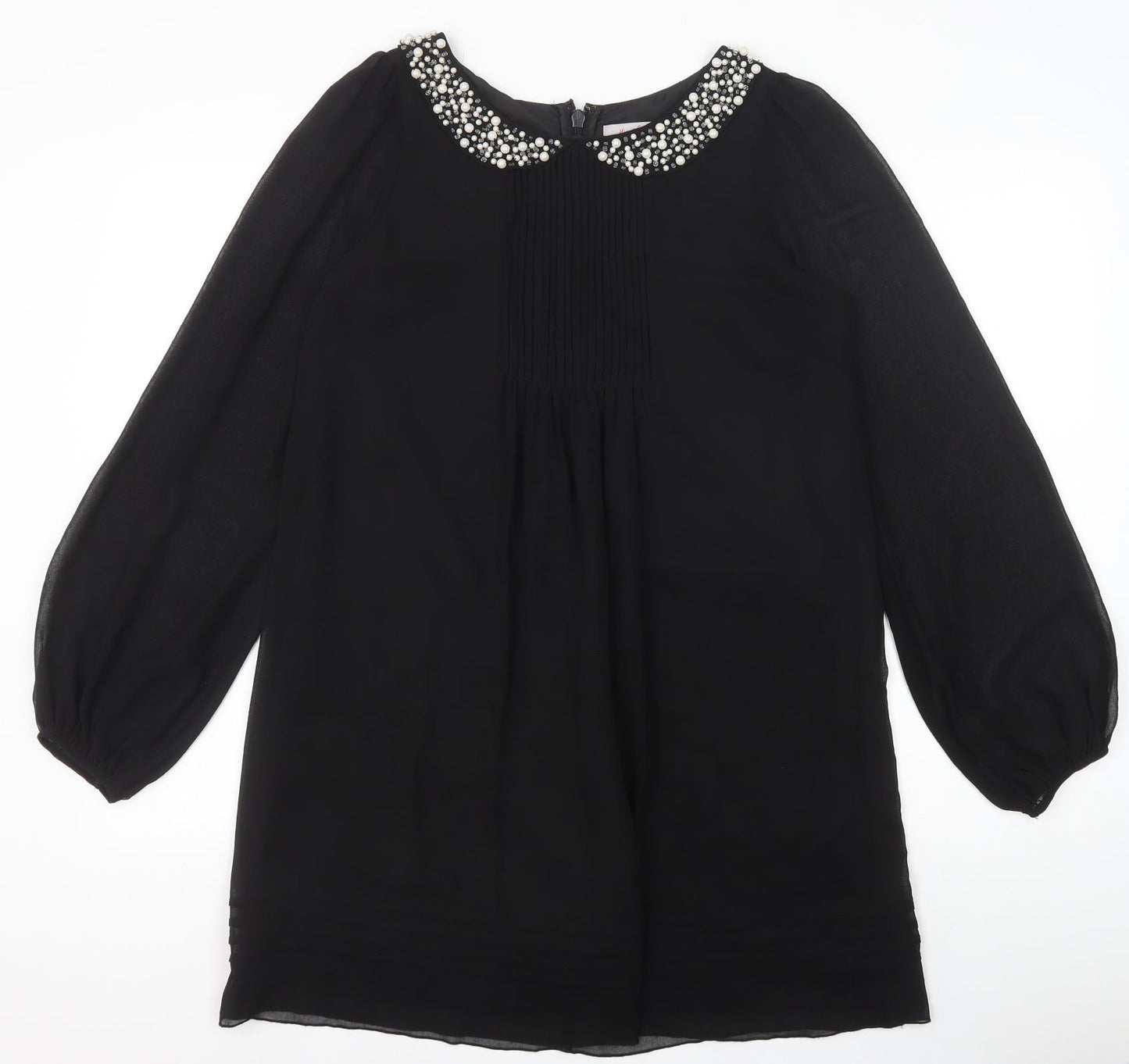 NEXT Womens Black Polyester Shift Size 10 Collared Zip