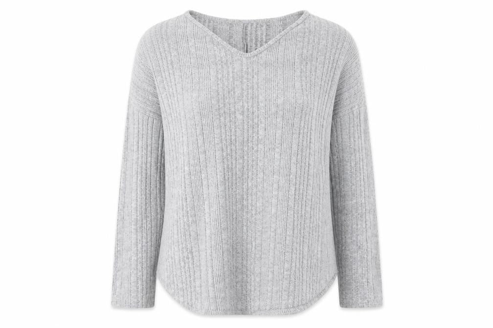 Preworn Womens Grey V-Neck Cotton Pullover Jumper Size S