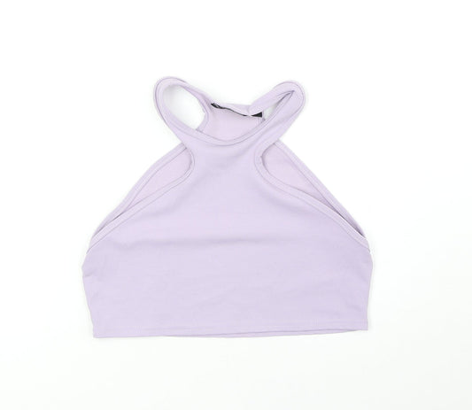 PRETTYLITTLETHING Womens Purple Polyester Cropped Tank Size 8 V-Neck