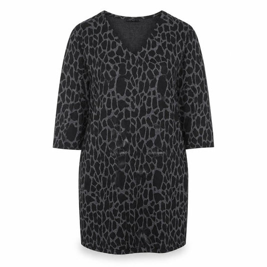 Wallis Womens Black Animal Print Polyester Shift Size 10 V-Neck Pullover - Giraffe Print