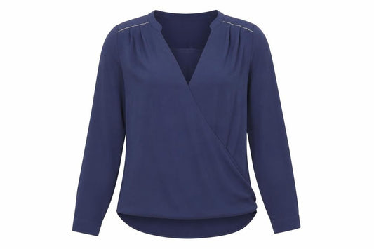Marks and Spencer Womens Blue Polyester Basic Blouse Size 8 V-Neck