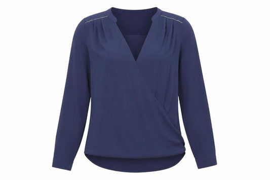 Marks and Spencer Womens Blue Polyester Basic Blouse Size 8 V-Neck