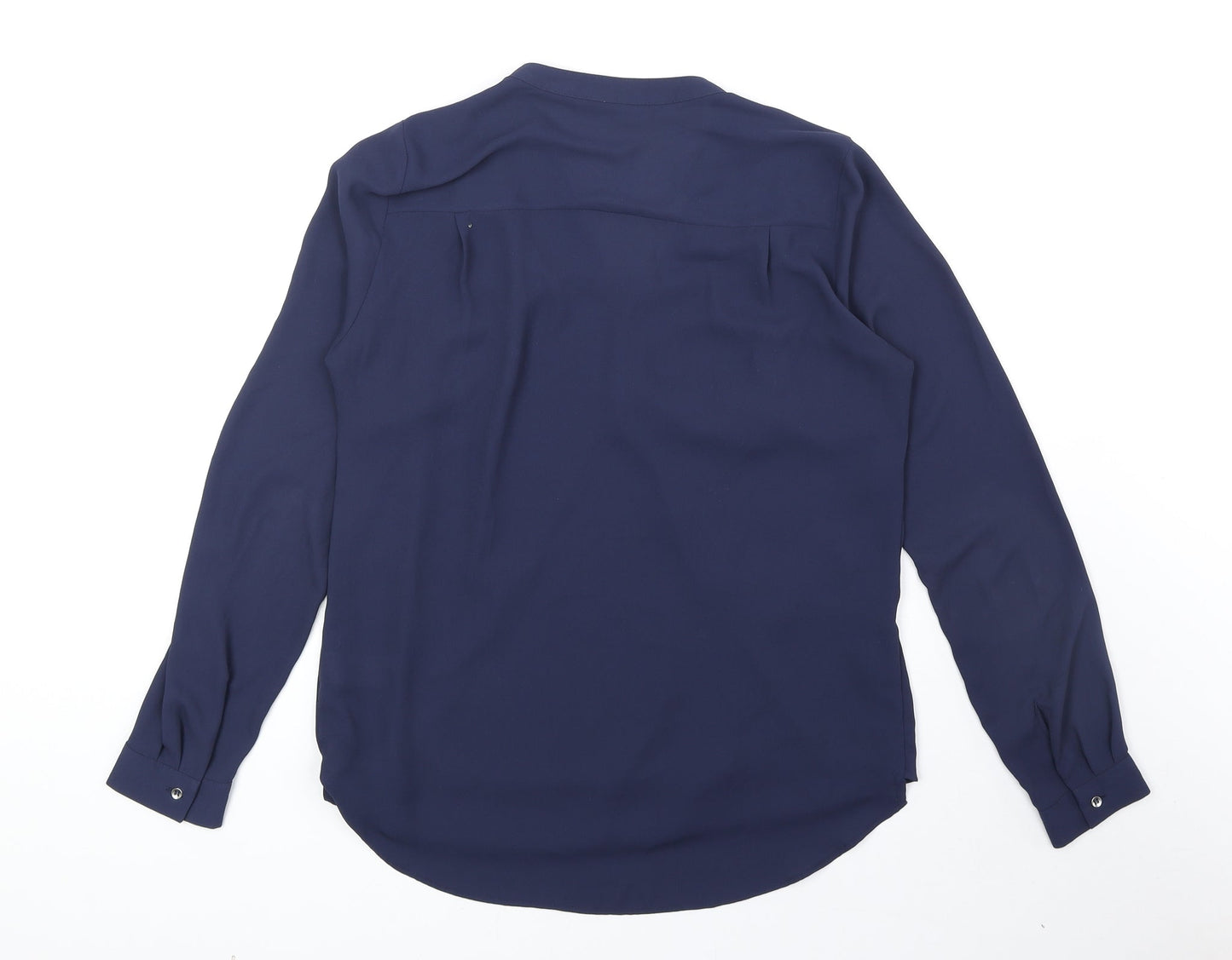 Marks and Spencer Womens Blue Polyester Basic Blouse Size 8 V-Neck