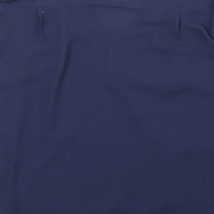 Marks & Spencer Womens Blue Polyester Basic Blouse Size 8 V-Neck