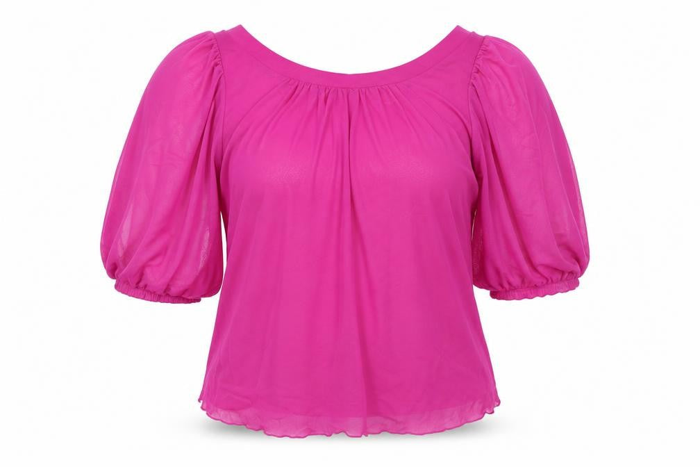 New Look Womens Pink Polyester Basic Blouse Size 6 Round Neck