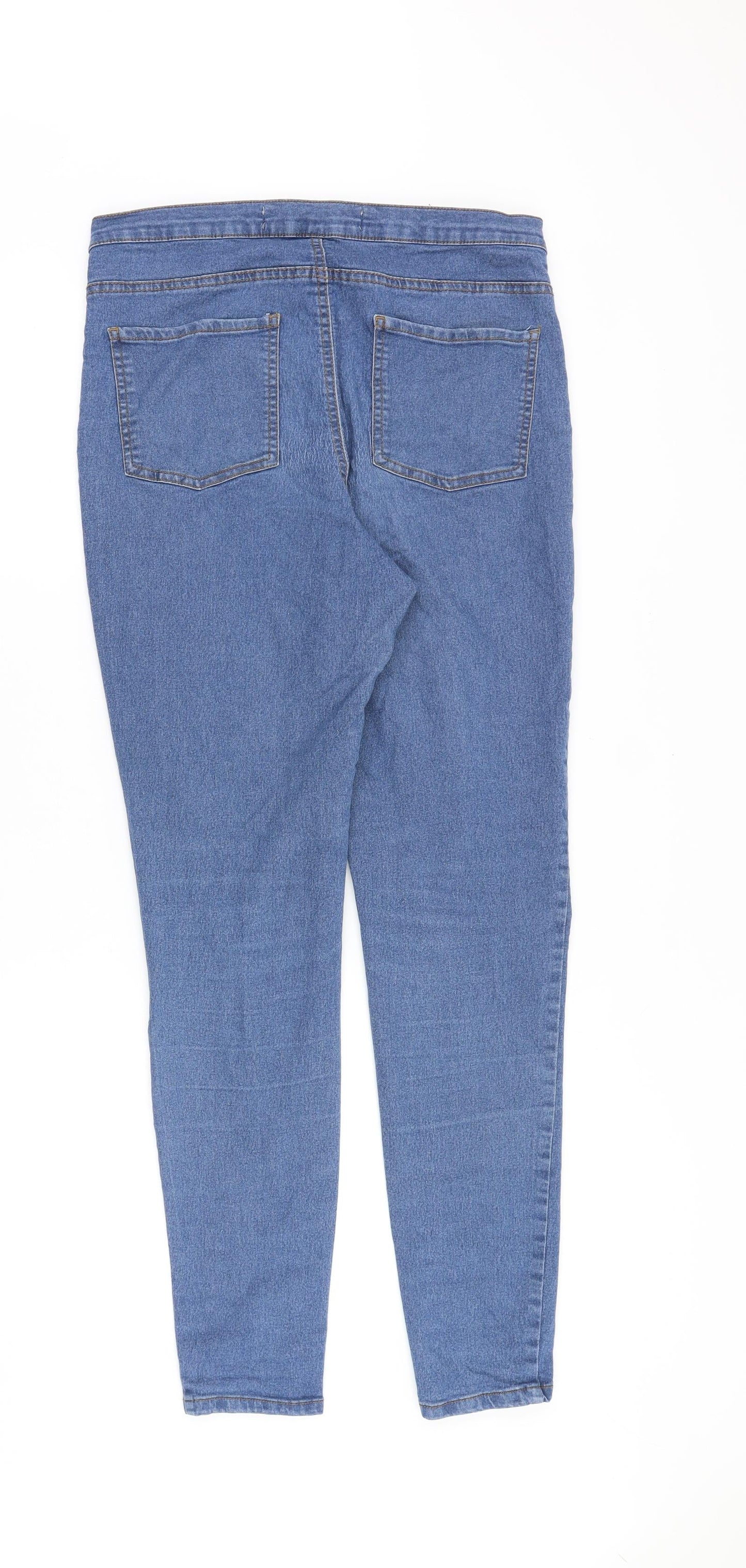 Denim & Co. Womens Blue Cotton Skinny Jeans Size 14 Slim Zip