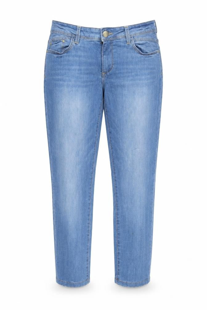 Denim & Co. Womens Blue Cotton Straight Jeans Size 12 Slim Zip