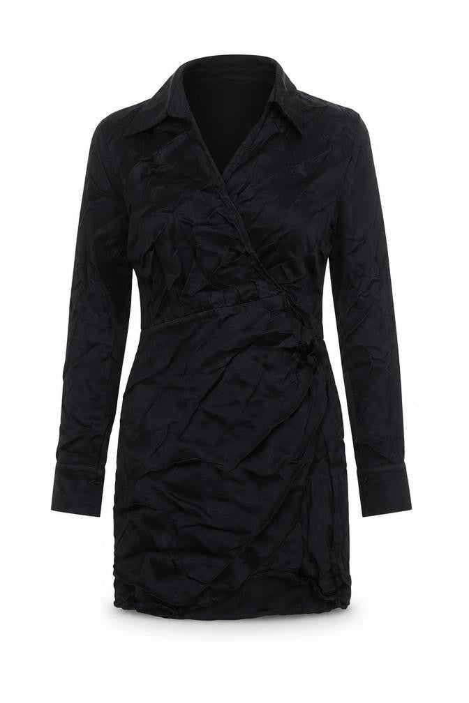 Primark Womens Black Viscose Shirt Dress Size 6 Collared Pullover