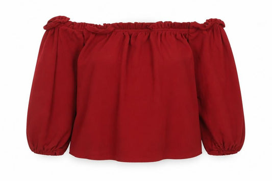 H&M Womens Red Polyester Basic Blouse Size 10 Off the Shoulder - Bardot