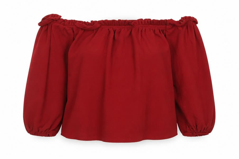 H&M Womens Red Polyester Basic Blouse Size 10 Off the Shoulder - Bardot