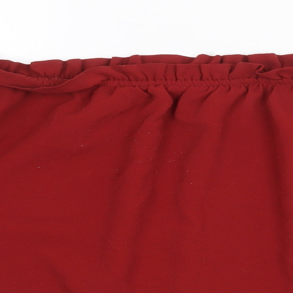 H&M Womens Red Polyester Basic Blouse Size 10 Off the Shoulder - Bardot