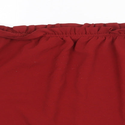 H&M Womens Red Polyester Basic Blouse Size 10 Off the Shoulder - Bardot