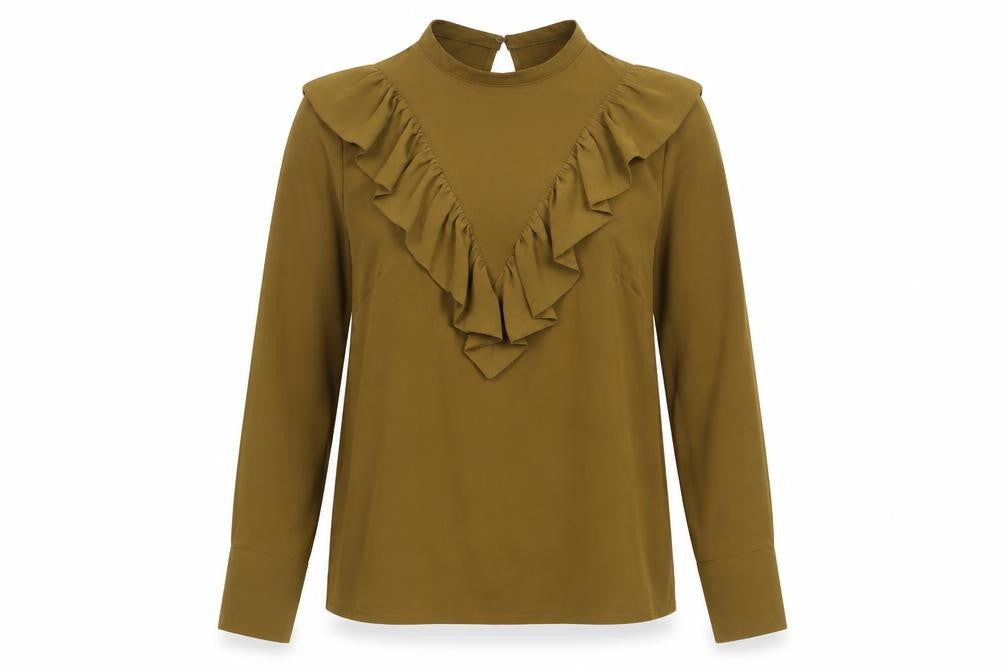 H&M Womens Green Polyester Basic Blouse Size 6 Round Neck