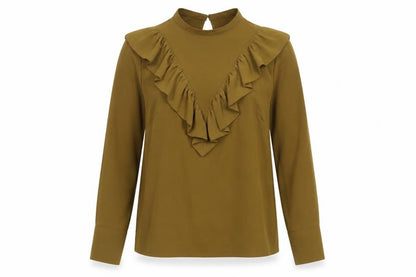 H&M Womens Green Polyester Basic Blouse Size 6 Round Neck