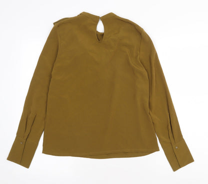 H&M Womens Green Polyester Basic Blouse Size 6 Round Neck