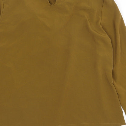 H&M Womens Green Polyester Basic Blouse Size 6 Round Neck