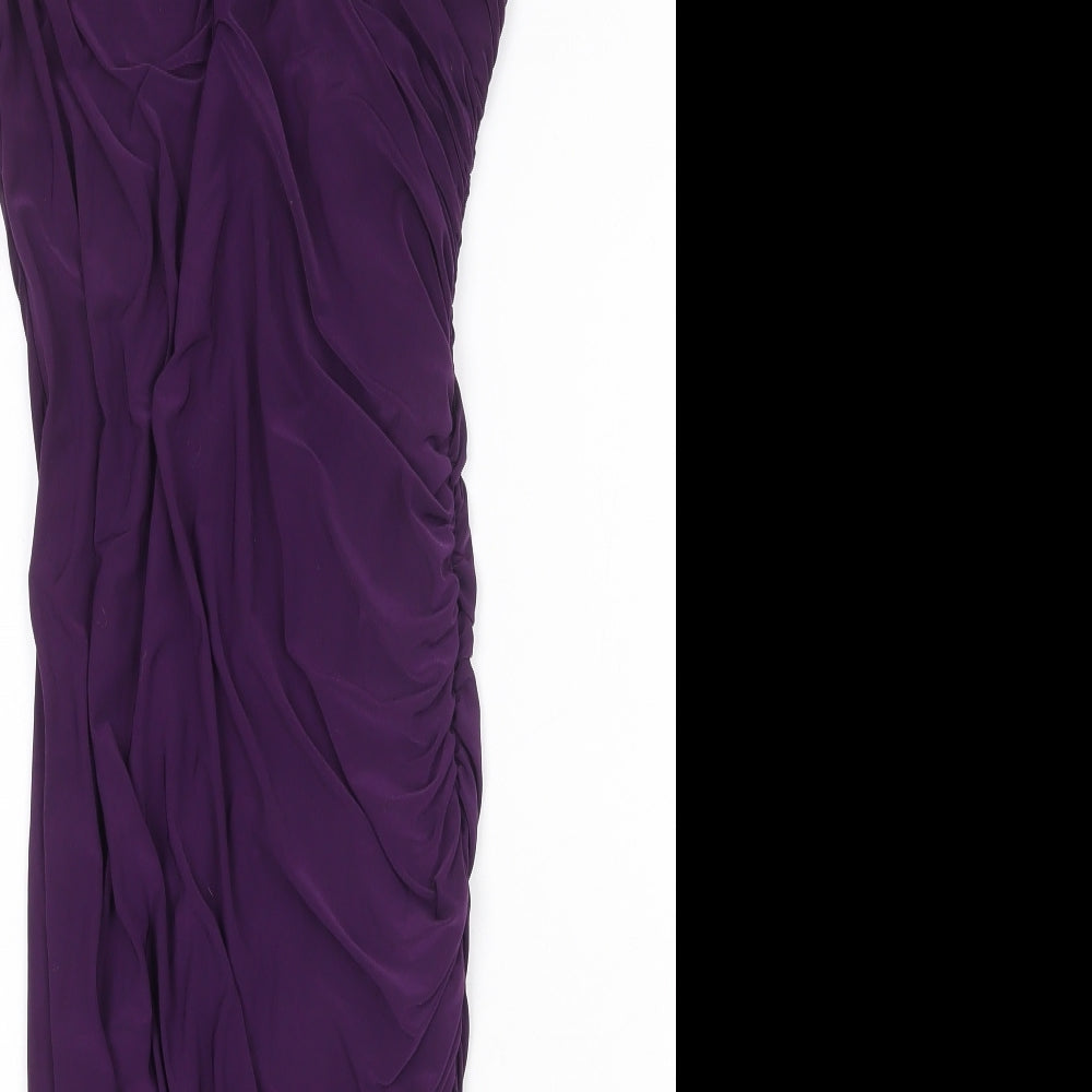 Blue Banana Womens Purple Polyester Sheath Size 14 One Shoulder Pullover