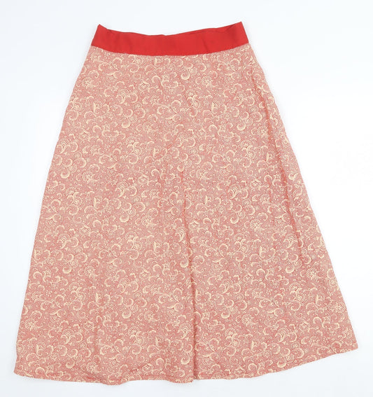 Preworn Womens Red Geometric Polyester Swing Skirt Size 28 in Zip
