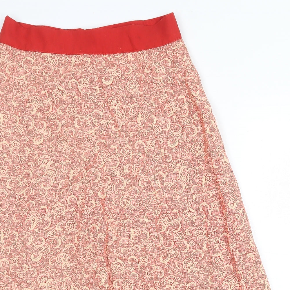 Preworn Womens Red Geometric Polyester Swing Skirt Size 28 in Zip