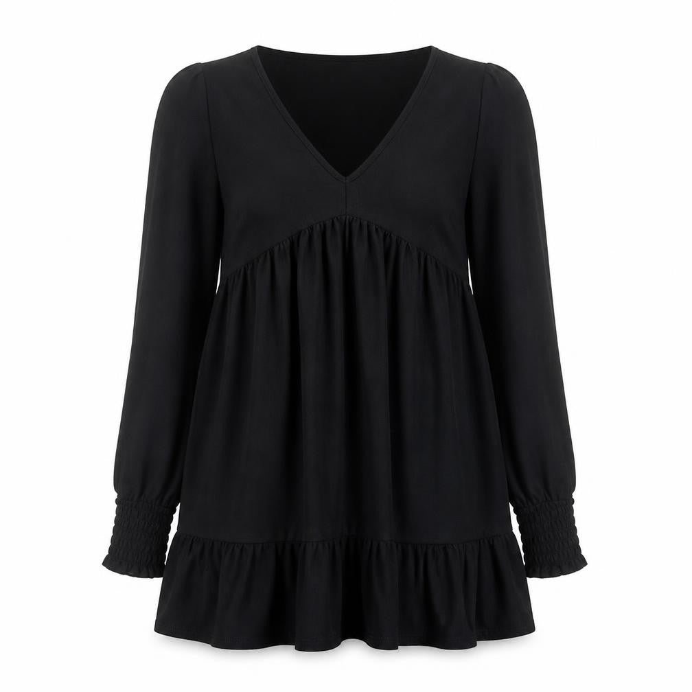 Miss Selfridge Womens Black Polyester Mini Size 10 V-Neck Pullover