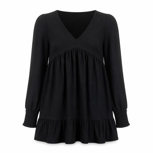 Miss Selfridge Womens Black Polyester Mini Size 10 V-Neck Pullover