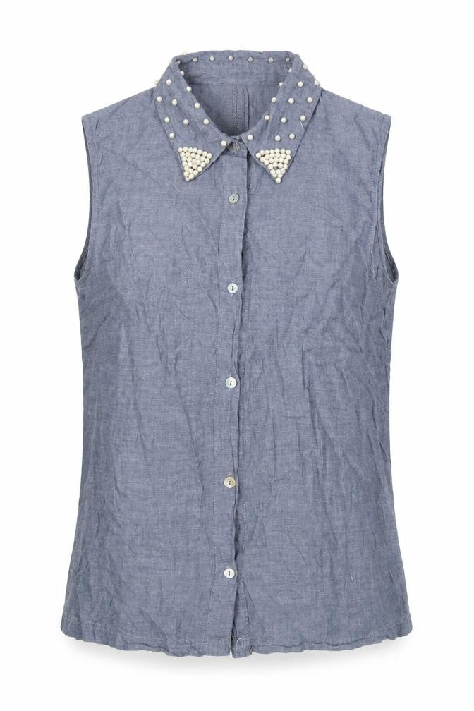 Boohoo Womens Grey 100% Cotton Basic Button-Up Size 10 Collared