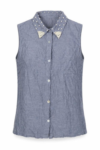 Boohoo Womens Grey 100% Cotton Basic Button-Up Size 10 Collared