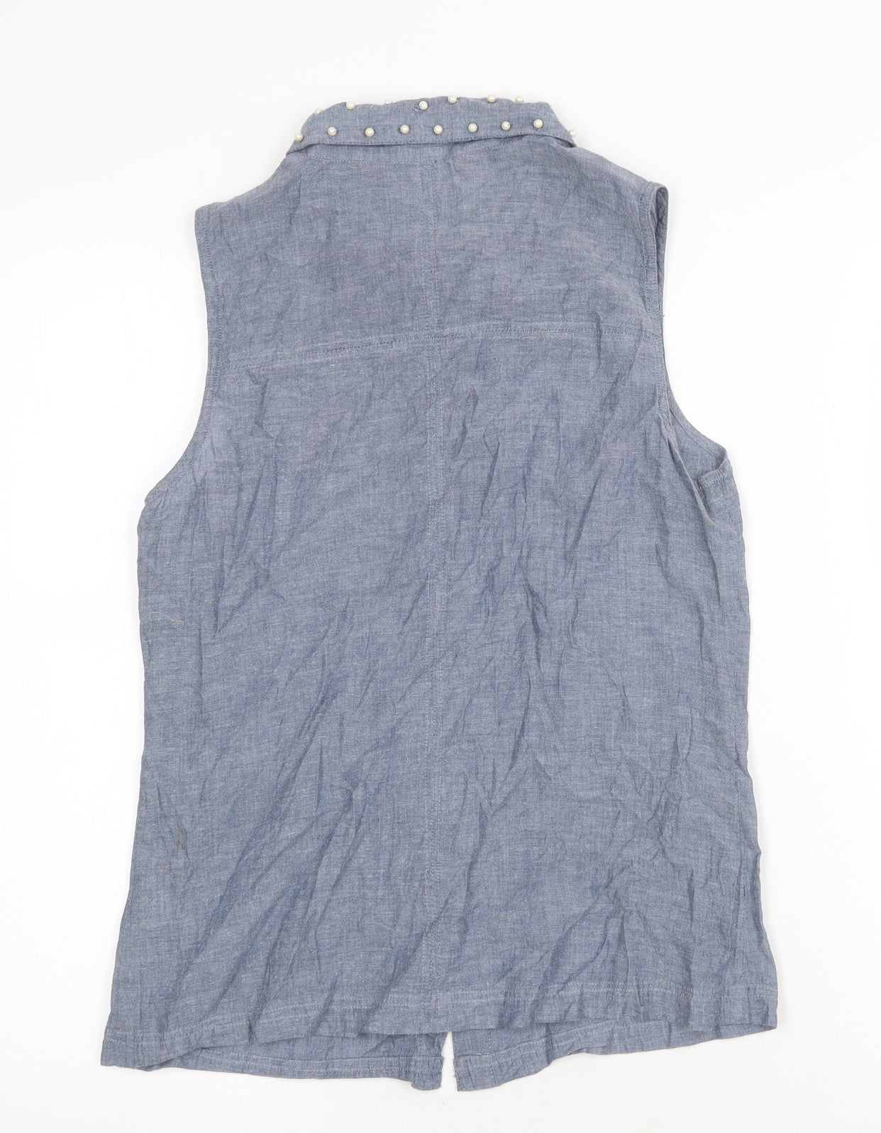 Boohoo Womens Grey 100% Cotton Basic Button-Up Size 10 Collared